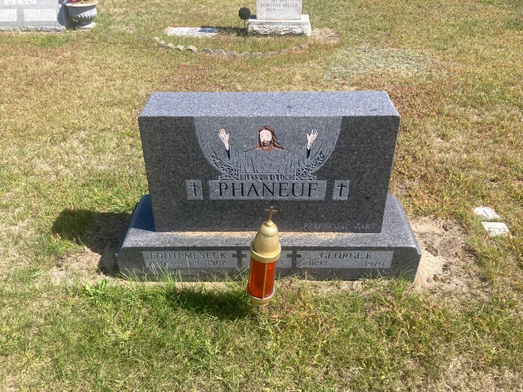 George and Edith Phaneuf's grave in Saint Ann’s Cemetery, Mooers Forks, NY